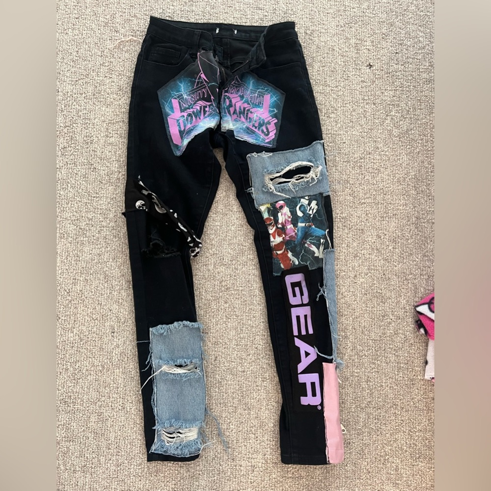 CUSTOM POWER RANGER Y2K GOTH JEANS